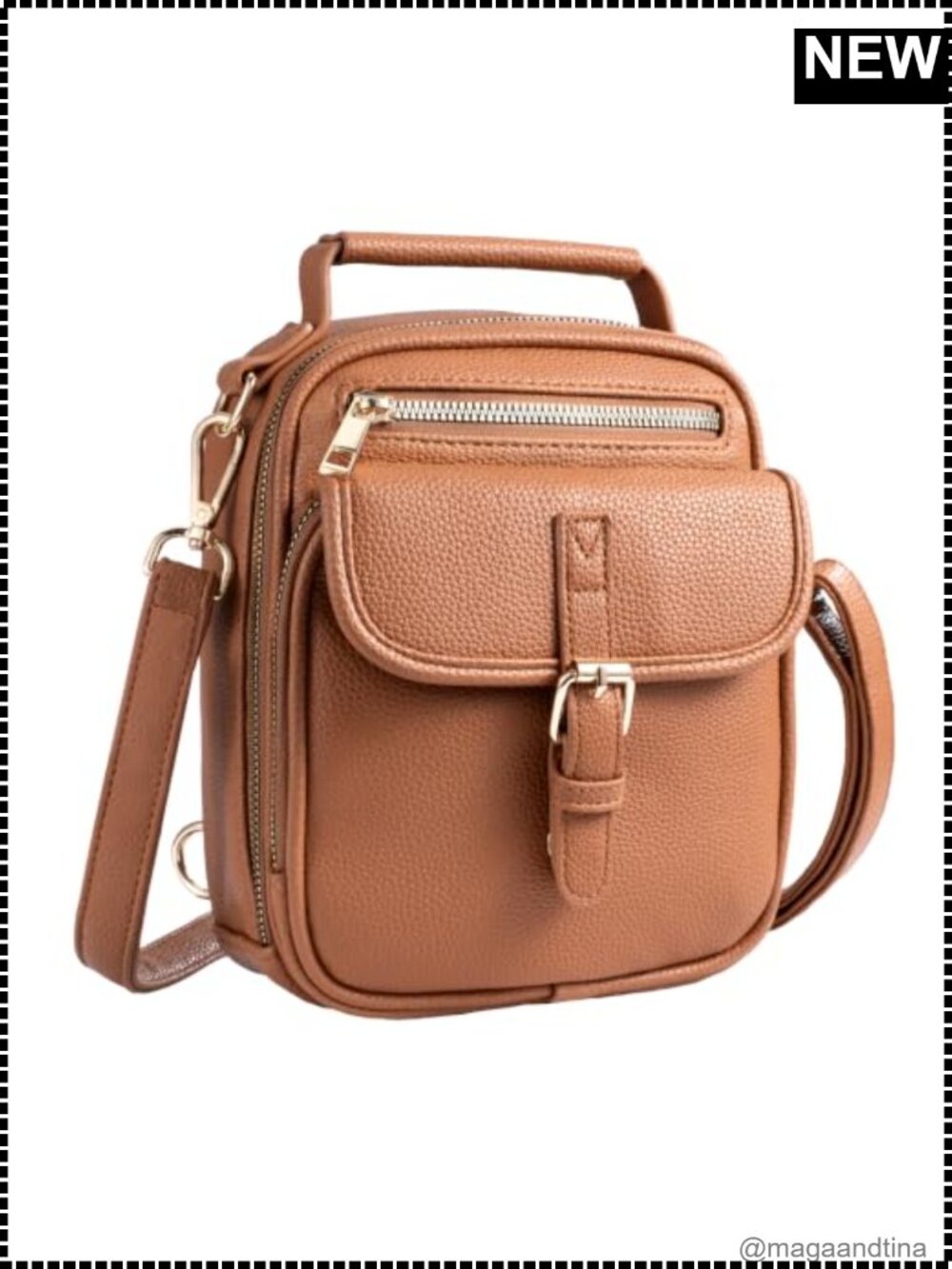 Vegan Leather Crossbody Bag with Anti-Theft Zipper & RFID Protection